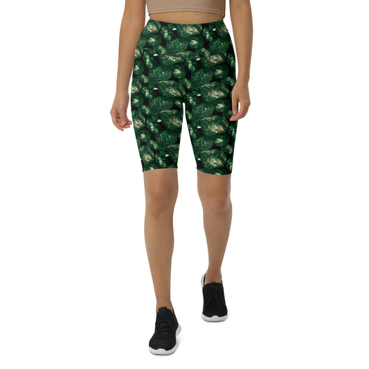 Product mockup, shorts, biker shorts, casual look, Womens fashion, Online fashion, textured, Elevated basics, versatile wardrobe, breathable, essentials, all over print, bestsellers, lightweight, capsule collection, running, workout, comfort, green potatoes, potato prints