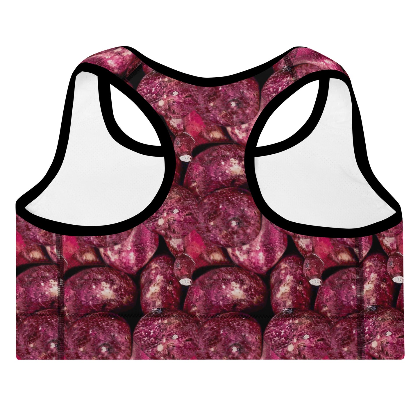 Vivid Pink Potatoes Padded Sports Bra