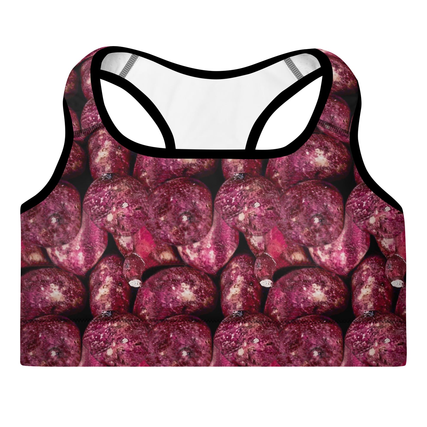 Vivid Pink Potatoes Padded Sports Bra