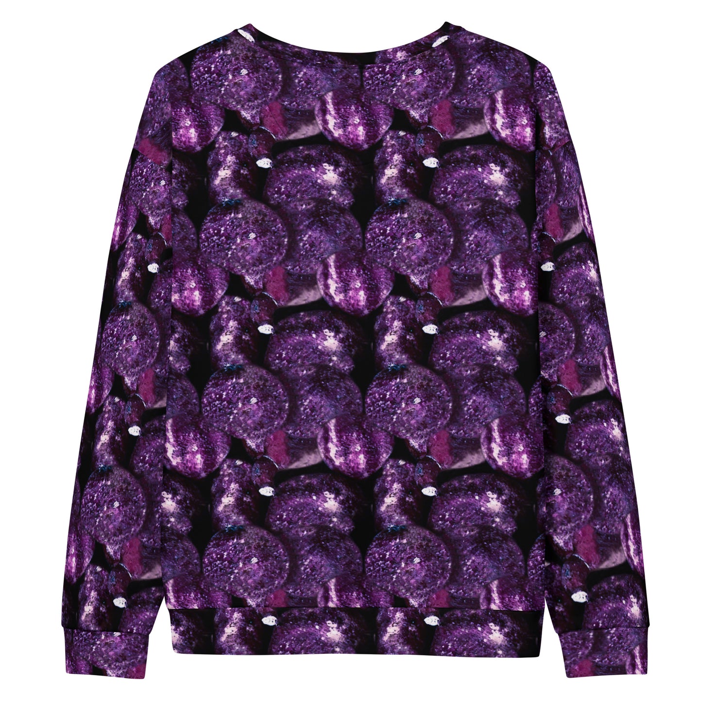 Product mockup, Sweatshirts, Womens fashion, Online fashion, Tops, textured, Elevated basics, versatile wardrobe, breathable, essentials, workout, yoga clothes, full length, training gear, round neck, purple potatoes, potato prints