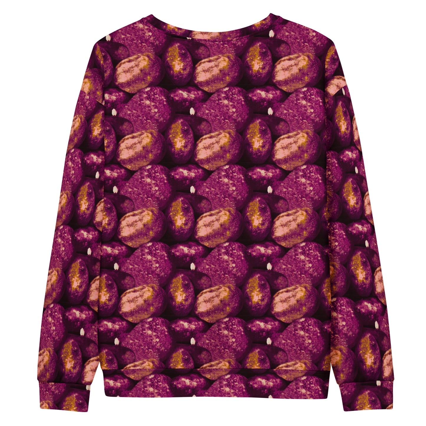 Product mockup, Sweatshirts, Womens fashion, Online fashion, Tops, textured, Elevated basics, versatile wardrobe, breathable, essentials, workout, yoga clothes, full length, training gear, round neck, pink potatoes, potato prints