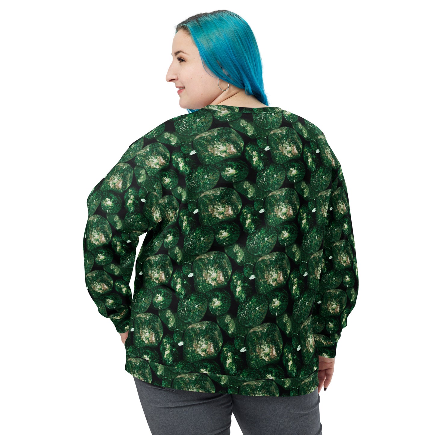 Product mockup, Sweatshirts, Womens fashion, Online fashion, Tops, textured, Elevated basics, versatile wardrobe, breathable, essentials, workout, yoga clothes, full length, training gear, round neck, green potatoes, potato prints