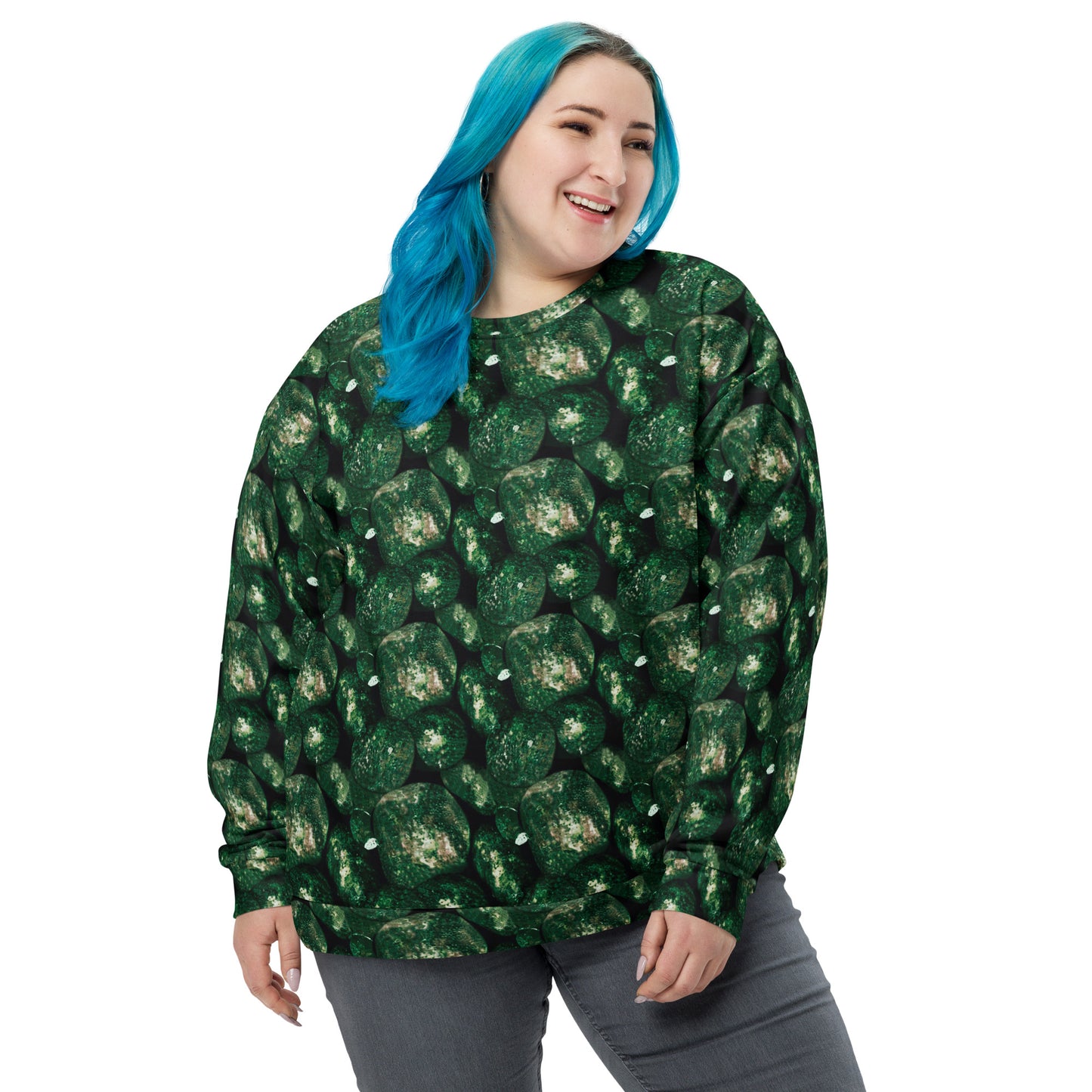 Product mockup, Sweatshirts, Womens fashion, Online fashion, Tops, textured, Elevated basics, versatile wardrobe, breathable, essentials, workout, yoga clothes, full length, training gear, round neck, green potatoes, potato prints