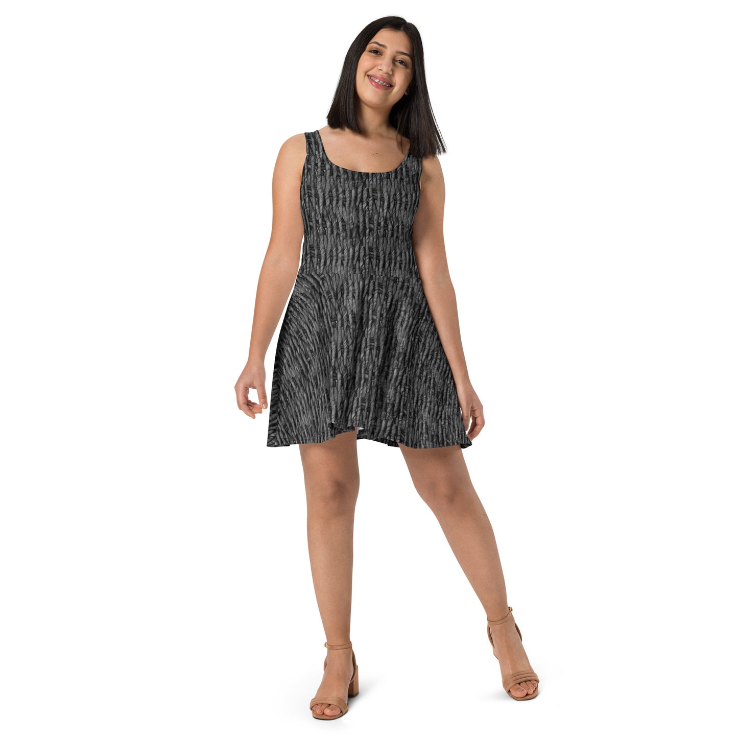 Product mockup, skater dress, skatercore, flared dress, Womens fashion, Online fashion, textured, prints, Elevated basics, versatile wardrobe, breathable, essentials, basics, comfy, all over prints