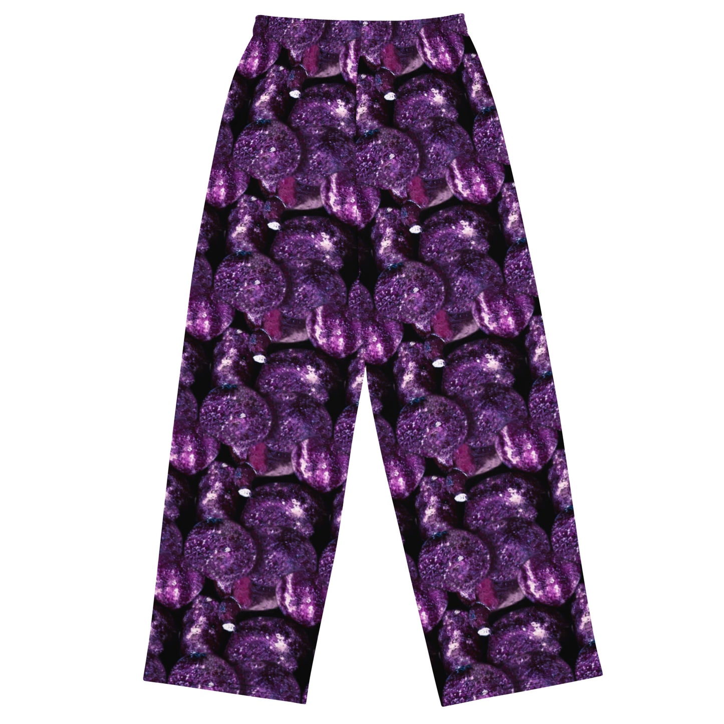 Product mockup, trousers, wide leg trousers, Womens fashion, Online fashion, textured, prints, Elevated basics, versatile wardrobe, breathable, essentials, basics, potato prints, full length, comfy, all over prints, matching sets, purple potatoes, purple