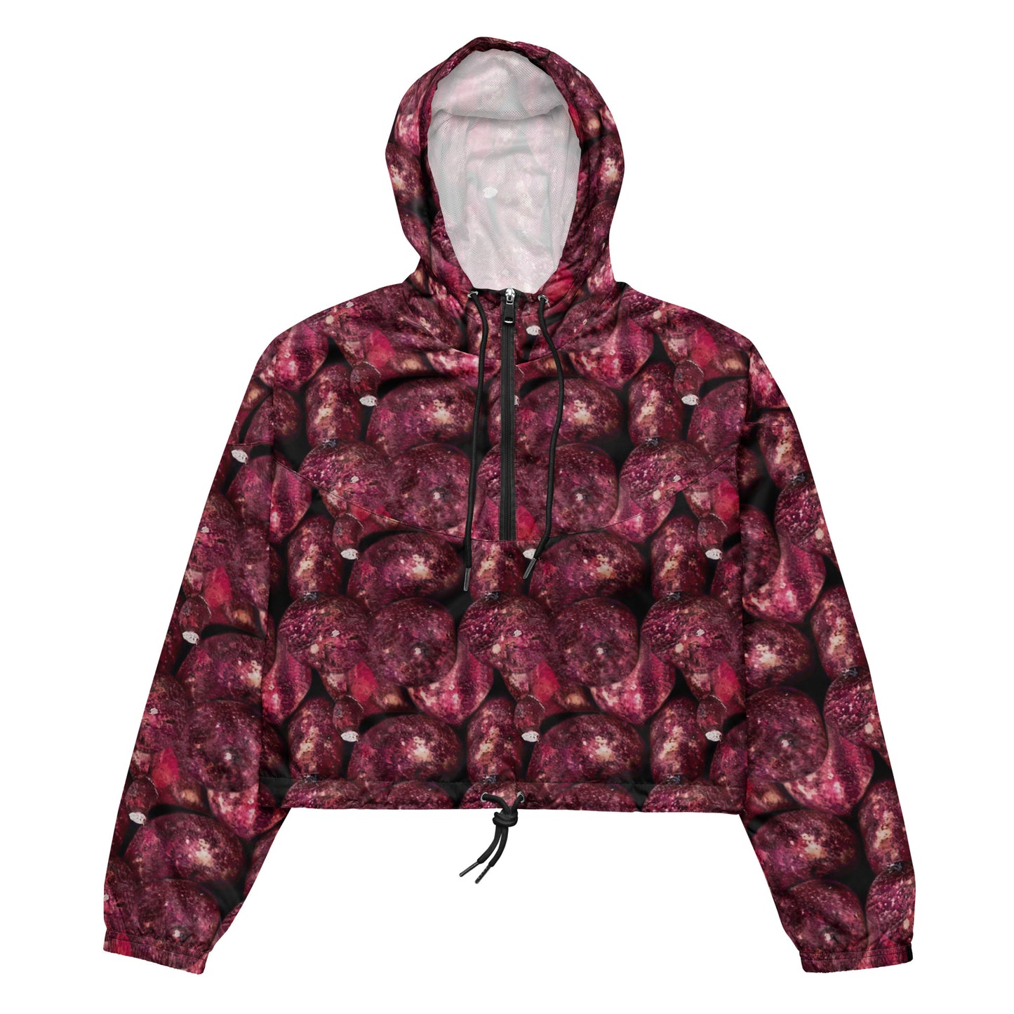 Product mockup, outerwear, windbreakers, cropped windbreakers, Womens fashion, Online fashion, textured, prints, Elevated basics, versatile wardrobe, breathable, essentials, basics, comfy, all over prints, pink potatoes, potato prints