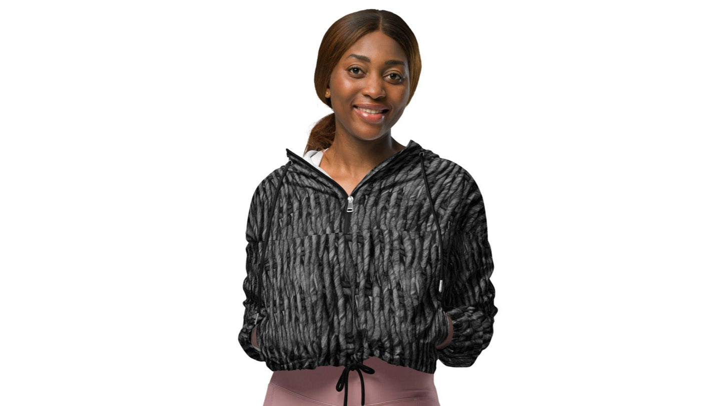 Product mockup, outerwear, windbreakers, cropped windbreakers, Womens fashion, Online fashion, textured, prints, Elevated basics, versatile wardrobe, breathable, essentials, basics, comfy, all over prints