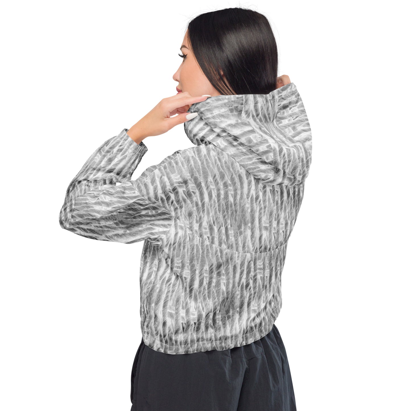 Light Tonal Textures Cropped Windbreaker