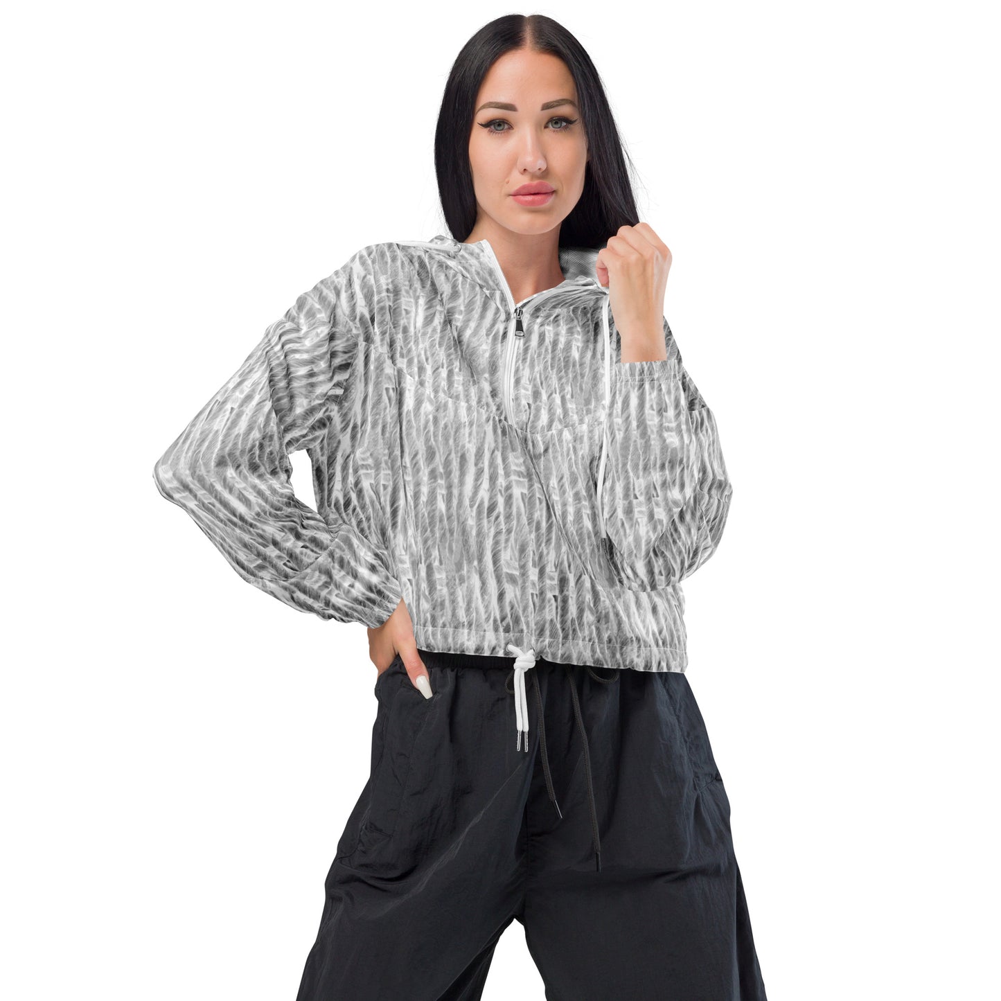 Light Tonal Textures Cropped Windbreaker