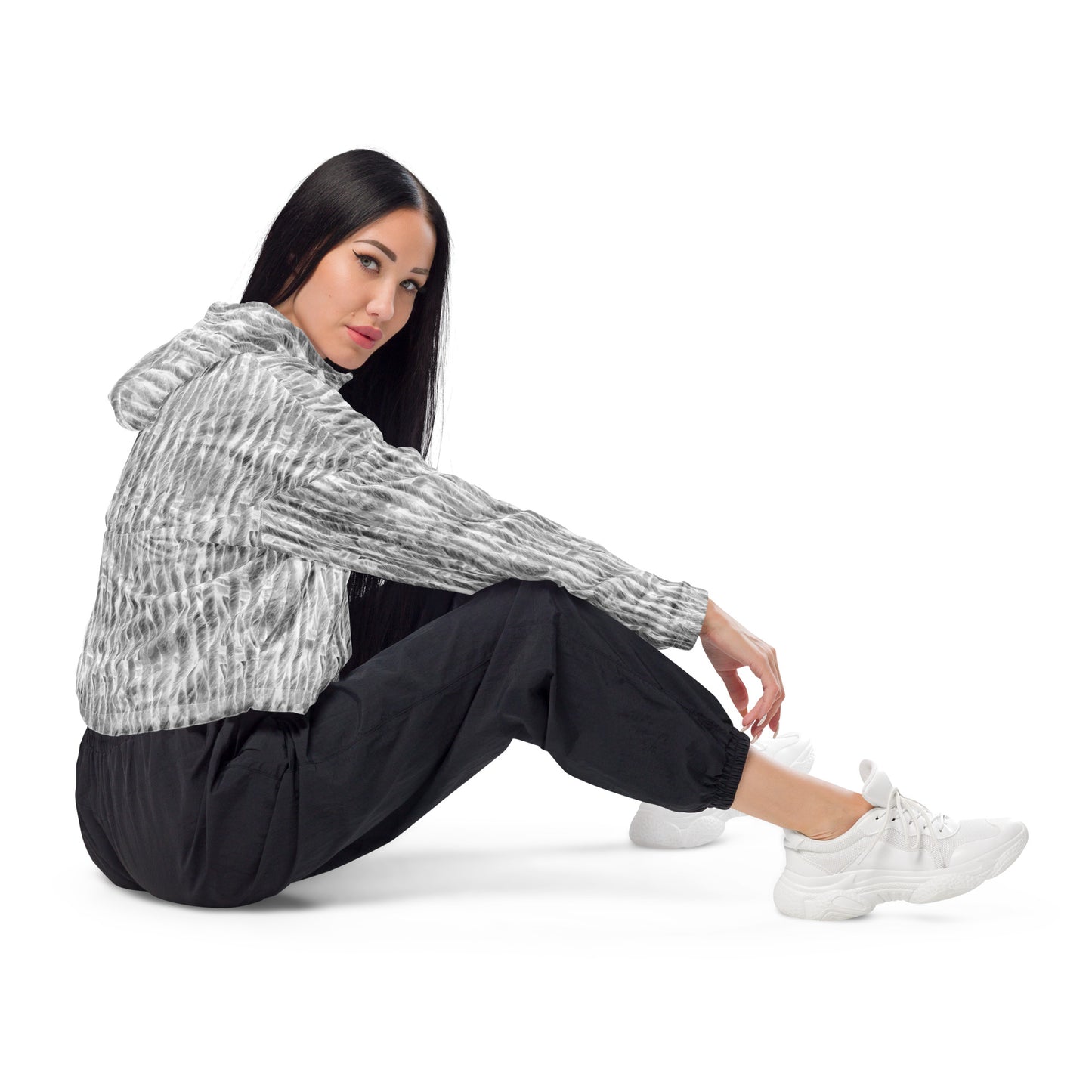 Light Tonal Textures Cropped Windbreaker