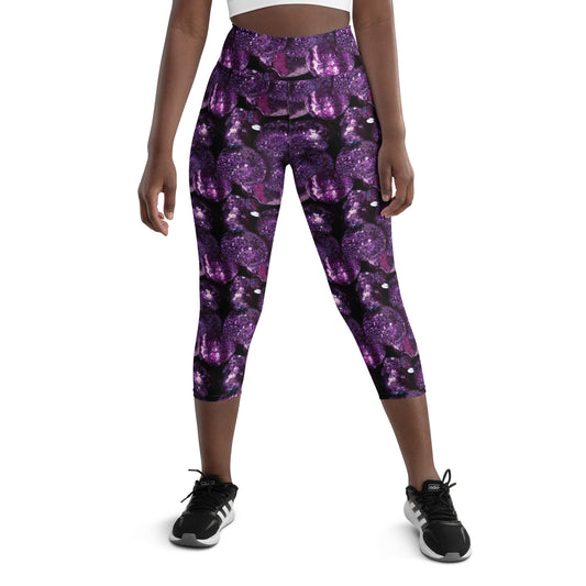 Product mockup, trousers, leggings, capri leggings, Womens fashion, Online fashion, textured, prints, Elevated basics, versatile wardrobe, breathable, essentials, basics, potato prints, full length, comfy, all over prints, matching sets, purple potatoes, potato prints