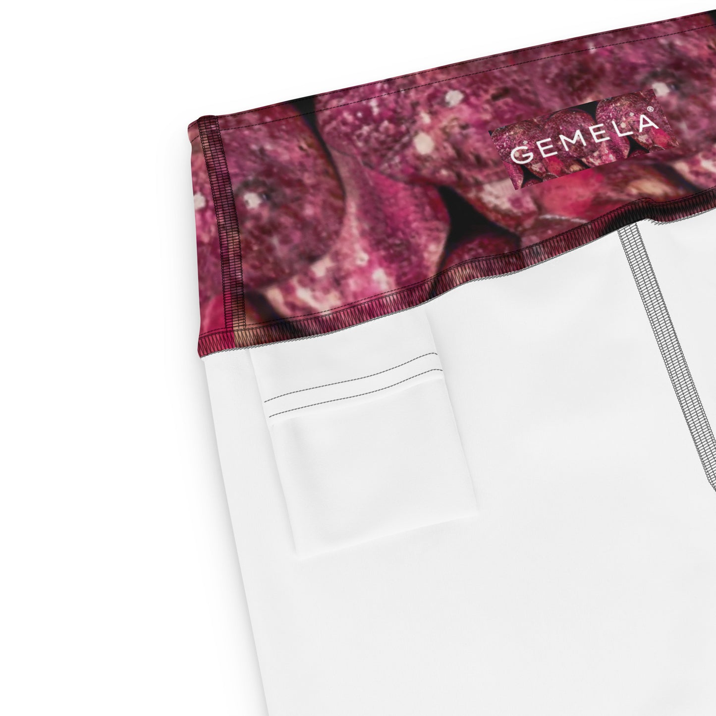Product mockup, trousers, leggings, capri leggings, Womens fashion, Online fashion, textured, prints, Elevated basics, versatile wardrobe, breathable, essentials, basics, potato prints, full length, comfy, all over prints, matching sets, pink potatoes, potato prints