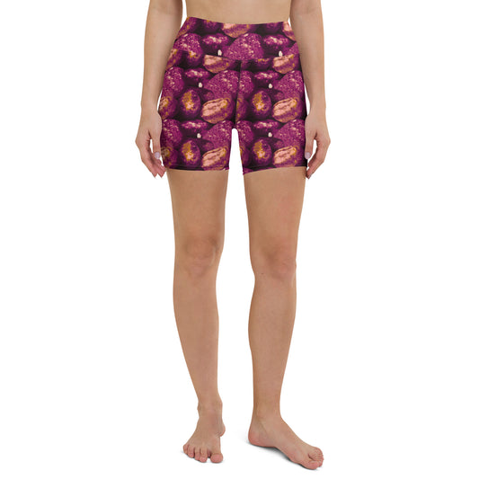 Product mockup, shorts, yoga, running, workout, gym, athletic shorts, casual look, Womens fashion, Online fashion, textured, Elevated basics, versatile wardrobe, breathable, essentials, all over print, bestsellers, lightweight, capsule collection, running, workout, comfort, pink potatoes, potato prints