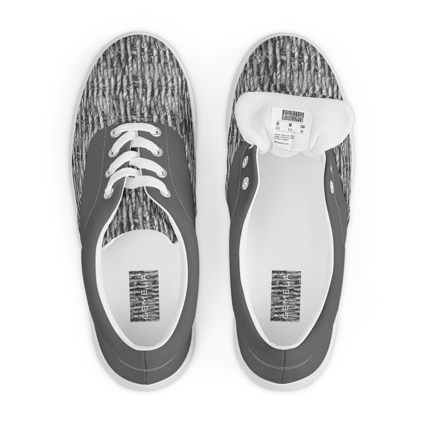 Medium Tonal Textures Lace-up Canvas Shoes