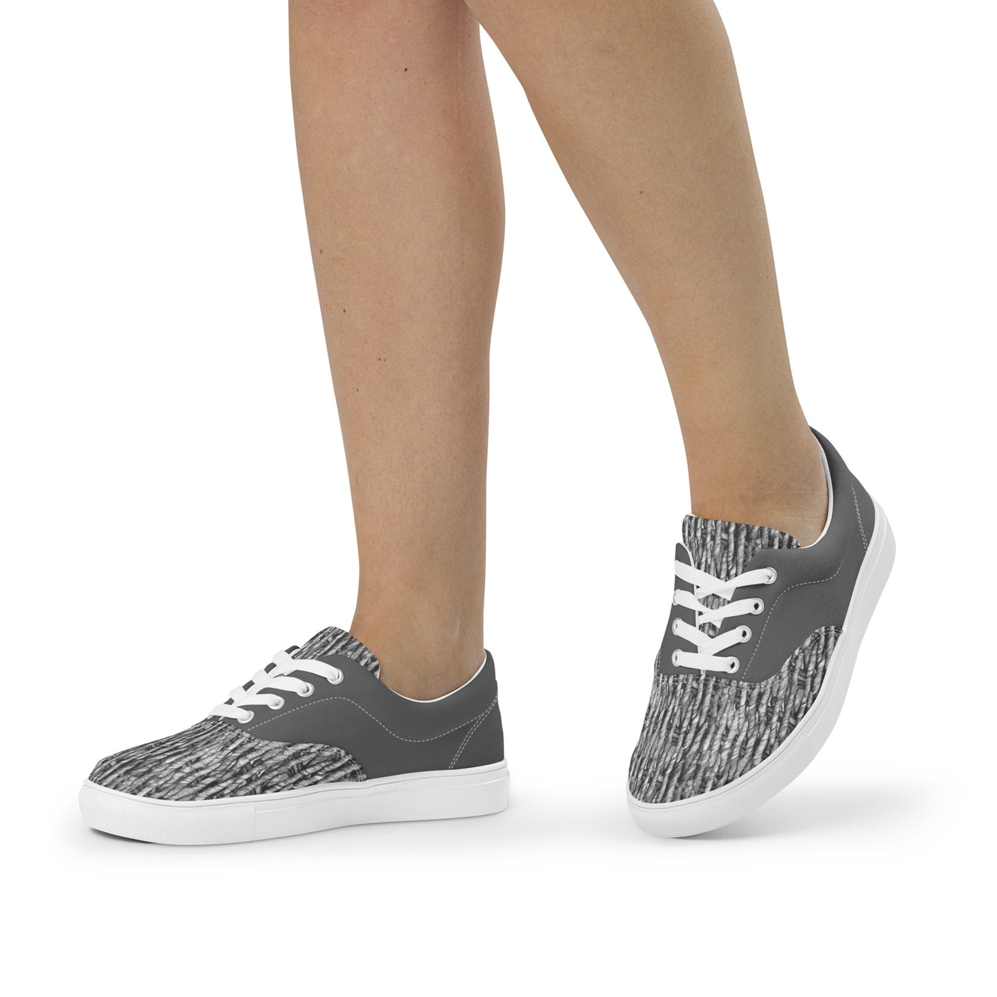 Medium Tonal Textures Lace-up Canvas Shoes