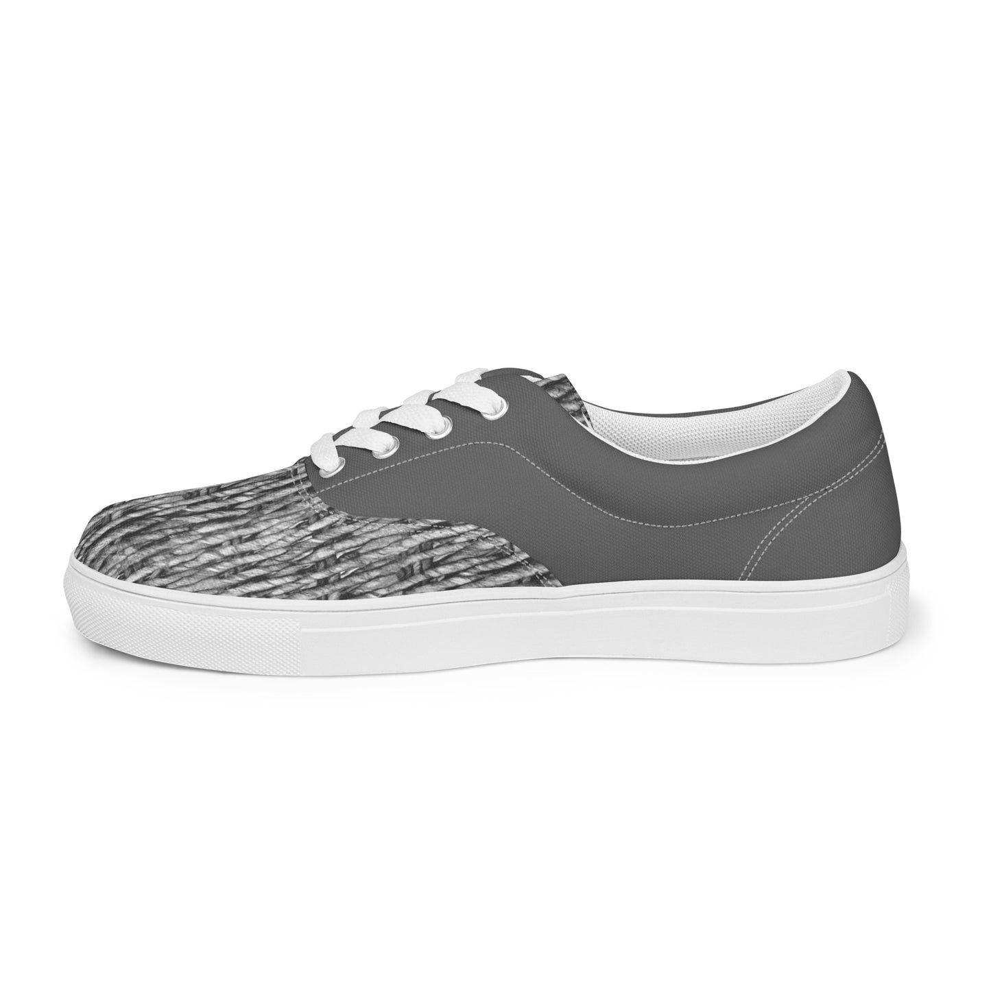 Medium Tonal Textures Lace-up Canvas Shoes