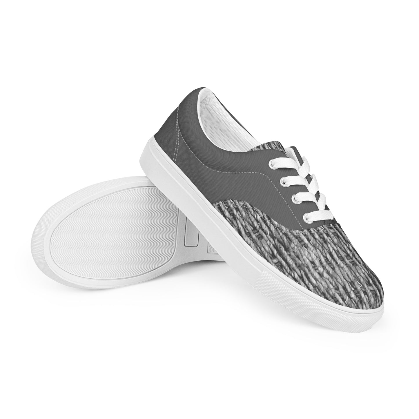 Medium Tonal Textures Lace-up Canvas Shoes