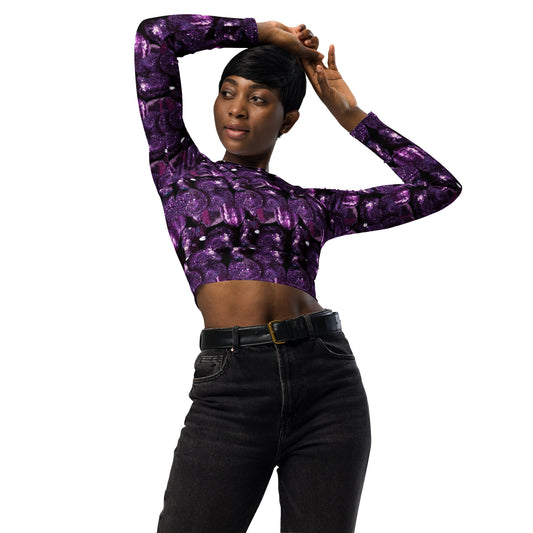 Product mockup, Sweatshirts, cropped top, Womens fashion, Online fashion, Tops, textured, Elevated basics, versatile wardrobe, breathable, essentials, workout, yoga clothes, fullsleeves, cropped, potato prints, all over print, bestsellers, lightweight, capsule collection, loungewear, purple potatoes, purple prints