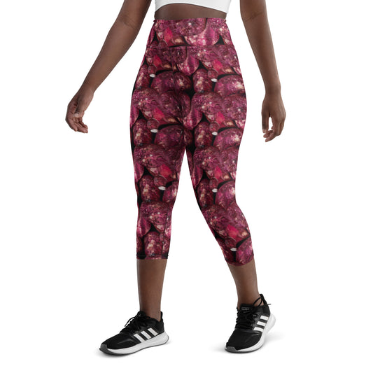 Product mockup, trousers, leggings, capri leggings, Womens fashion, Online fashion, textured, prints, Elevated basics, versatile wardrobe, breathable, essentials, basics, potato prints, full length, comfy, all over prints, matching sets, pink potatoes, potato prints